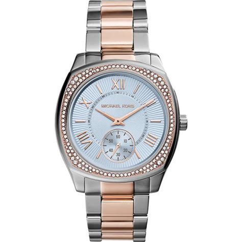 michael kors multi white stone bezel quartz watch model mk6136|Oversized Runway White.